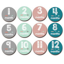 Load image into Gallery viewer, 12 Pcs Month Sticker Baby Photography Milestone Memorial Monthly Newborn Kids Commemorative Card Number Photo Accessories Gifts
