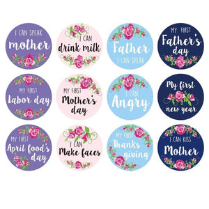 12 Pcs Month Sticker Baby Photography Milestone Memorial Monthly Newborn Kids Commemorative Card Number Photo Accessories Gifts
