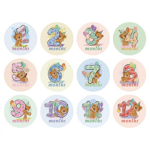 12 Pcs Month Sticker Baby Photography Milestone Memorial Monthly Newborn Kids Commemorative Card Number Photo Accessories Gifts
