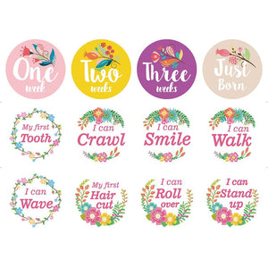 12 Pcs Month Sticker Baby Photography Milestone Memorial Monthly Newborn Kids Commemorative Card Number Photo Accessories Gifts