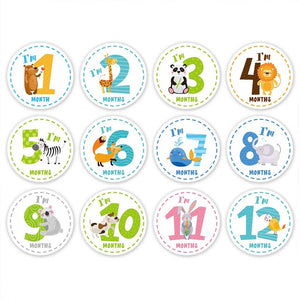 12 Pcs Month Sticker Baby Photography Milestone Memorial Monthly Newborn Kids Commemorative Card Number Photo Accessories Gifts