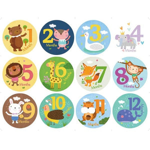 12 Pcs Month Sticker Baby Photography Milestone Memorial Monthly Newborn Kids Commemorative Card Number Photo Accessories Gifts