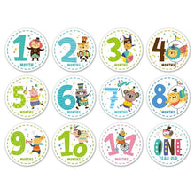 Load image into Gallery viewer, 12 Pcs Month Sticker Baby Photography Milestone Memorial Monthly Newborn Kids Commemorative Card Number Photo Accessories Gifts
