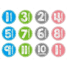 Load image into Gallery viewer, 12 Pcs Month Sticker Baby Photography Milestone Memorial Monthly Newborn Kids Commemorative Card Number Photo Accessories Gifts
