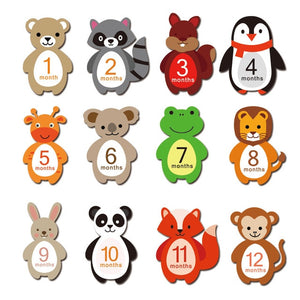 12 Pcs Month Sticker Baby Photography Milestone Memorial Monthly Newborn Kids Commemorative Card Number Photo Accessories Gifts