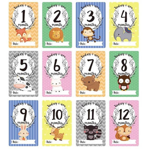 12 Pcs Month Sticker Baby Photography Milestone Memorial Monthly Newborn Kids Commemorative Card Number Photo Accessories Gifts