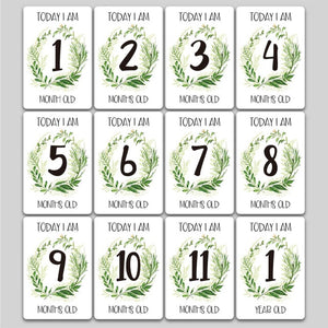 12 Pcs Month Sticker Baby Photography Milestone Memorial Monthly Newborn Kids Commemorative Card Number Photo Accessories Gifts