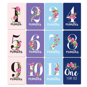12 Pcs Month Sticker Baby Photography Milestone Memorial Monthly Newborn Kids Commemorative Card Number Photo Accessories Gifts