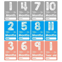 Load image into Gallery viewer, 12 Pcs Month Sticker Baby Photography Milestone Memorial Monthly Newborn Kids Commemorative Card Number Photo Accessories Gifts
