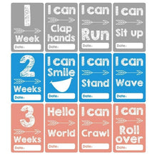 Load image into Gallery viewer, 12 Pcs Month Sticker Baby Photography Milestone Memorial Monthly Newborn Kids Commemorative Card Number Photo Accessories Gifts
