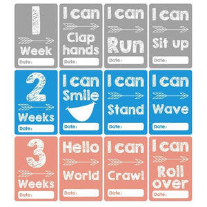 12 Pcs Month Sticker Baby Photography Milestone Memorial Monthly Newborn Kids Commemorative Card Number Photo Accessories Gifts