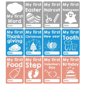 12 Pcs Month Sticker Baby Photography Milestone Memorial Monthly Newborn Kids Commemorative Card Number Photo Accessories Gifts