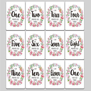 12 Pcs Month Sticker Baby Photography Milestone Memorial Monthly Newborn Kids Commemorative Card Number Photo Accessories Gifts