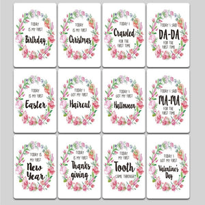 12 Pcs Month Sticker Baby Photography Milestone Memorial Monthly Newborn Kids Commemorative Card Number Photo Accessories Gifts