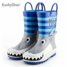 Load image into Gallery viewer, KushyShoo Rain Boots Kids Waterproof Children's Rubber Boots 3D Cartoon Shark Printed Toddler Boy Rainboots Kalosze Dla Dzieci
