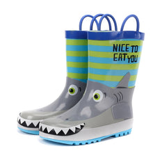 Load image into Gallery viewer, KushyShoo Rain Boots Kids Waterproof Children's Rubber Boots 3D Cartoon Shark Printed Toddler Boy Rainboots Kalosze Dla Dzieci
