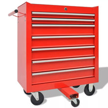 Load image into Gallery viewer, Workshop Tool Trolley with 1125 Tools Steel Red with Movable 7-drawer and Integrated Lock Tool Set Multi-Functional Toolbox
