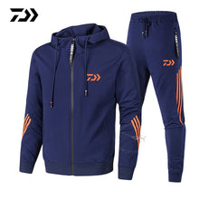 Load image into Gallery viewer, Daiwa Spring Autumn 2020  Fishing Suit Cotton Outdoor Camping Hiking Sport Set  Striped  Clothes Fishing Jacket Pants Suit
