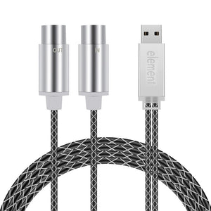 ELEMENT MIDI Cable to USB IN-OUT Converter, Professional MIDI Interface with Indicator Light, FTP Processing Chip, Metal Shell
