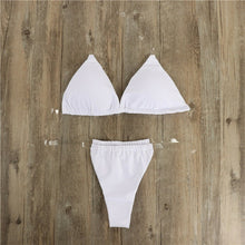 Load image into Gallery viewer, New Summer Women Transparent Straps Halter Neck Solid Micro G-String Bikini Set Bra Thong Sexy Push up Swimwear Bathing Swimsuit
