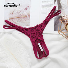 Load image into Gallery viewer, Pearl Stimulate G-Spot Sexy Bikini Thongs Mini Micro Bikini Swimming Suit for Women Transparent Butt Panties Lingerie Underwear
