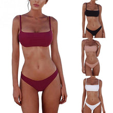 Load image into Gallery viewer, 2019 New Summer Women Solid Bikini Set Push-up UnPadded Bra Swimsuit Swimwear Triangle Bather Suit Swimming Suit Biquini
