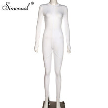 Load image into Gallery viewer, Simenual Casual Fitness Sporty Rompers Womens Jumpsuits Workout Zipper Activewear Long Sleeve Skinny Solid Jumpsuits Bodycon Hot
