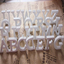 Load image into Gallery viewer, 1pc Diy Freestanding Wood Wooden Letters White Alphabet Wedding Birthday Party Home Decorations Personalised Name Design QQLIFE
