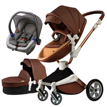 Load image into Gallery viewer, Hot Mom Baby Stroller 3 in 1 travel system with bassinet and car seat，360° Rotation Function children stroller,Luxury Pram F023
