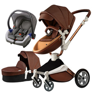 Hot Mom Baby Stroller 3 in 1 travel system with bassinet and car seat，360° Rotation Function children stroller,Luxury Pram F023