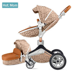 Hot Mom Baby Stroller 3 in 1 travel system with bassinet and car seat，360° Rotation Function children stroller,Luxury Pram F023