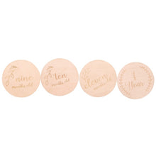 Load image into Gallery viewer, Wooden Baby Month Milestone Card Newborn Birth Month Birthday Milestone Wooden Teether Baby Kids Photography Props Toy
