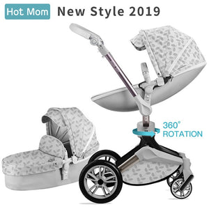 Hot Mom Baby Stroller 3 in 1 travel system with bassinet and car seat，360° Rotation Function children stroller,Luxury Pram F023