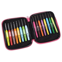 Load image into Gallery viewer, Crochet Hooks Set and Bag 14pcs Soft Handle Aluminum Yarn Knitting Needles Sewing Tool Kits Ergonomic Grip Set Home Use Sewing
