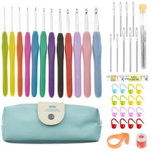Load image into Gallery viewer, Crochet Hooks Set and Bag 14pcs Soft Handle Aluminum Yarn Knitting Needles Sewing Tool Kits Ergonomic Grip Set Home Use Sewing
