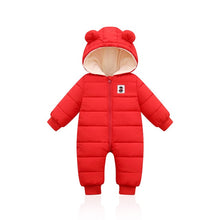 Load image into Gallery viewer, LZH 2020 Autumn Winter Infant Baby Clothing New Baby Boys Thick Down Cotton Jumpsuit Girls Long-sleeved Hooded Romper 3-12 Month
