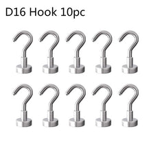 Load image into Gallery viewer, D16 Heavy Duty Neodymium Rare Earth Magnet Hook 20 Pack 12LB Pulling Force Hanging Mighty Magnetic Close Hooks Great for Fridge
