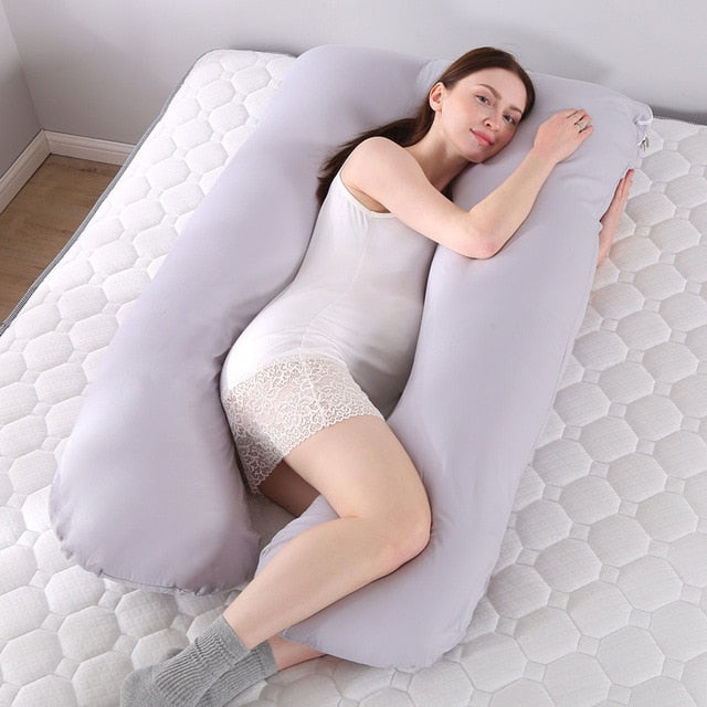 Upgraded Pregnancy Pillow Full Filling Cotton Pregnant Pillow Cushion Long U Shape Maternity Plillow For Pregnant Women Sleeping