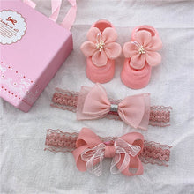 Load image into Gallery viewer, 3Pcs/Set Lace Flower Baby Girl Headband Socks Set Crown Bows Newborn Hairband Headbands For Girls Turban Baby Hair Accessories
