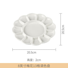 Load image into Gallery viewer, Ceramic palette multi-grid watercolor painting white porcelain palette art supplies professional painting ceramic supplies

