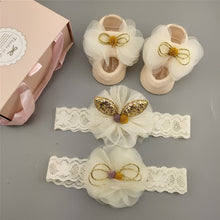 Load image into Gallery viewer, 3Pcs/Set Lace Flower Baby Girl Headband Socks Set Crown Bows Newborn Hairband Headbands For Girls Turban Baby Hair Accessories
