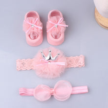 Load image into Gallery viewer, 3Pcs/Set Lace Flower Baby Girl Headband Socks Set Crown Bows Newborn Hairband Headbands For Girls Turban Baby Hair Accessories
