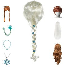 Load image into Gallery viewer, New Year Princess Girls Anna Elsa 2 Wig Headwear Cosplay Snow Queen HairBands Children Jewelry Christmas Party Fancy Headdress
