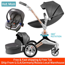 Load image into Gallery viewer, Hot Mom Baby Stroller 3 in 1 travel system with bassinet and car seat，360° Rotation Function children stroller,Luxury Pram F023
