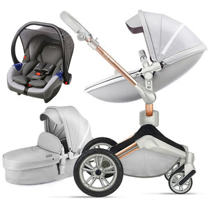 Hot Mom Baby Stroller 3 in 1 travel system with bassinet and car seat，360° Rotation Function children stroller,Luxury Pram F023