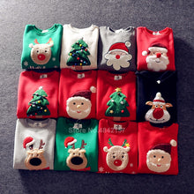 Load image into Gallery viewer, 19colors 2021 New Year Family Christmas Sweaters Xmas Hoodies Pajamas Warm Santa Claus Elk Embroidery Adult Kids Sweatshirt Gift
