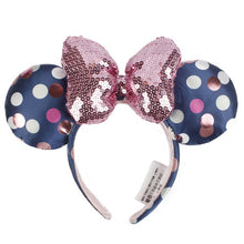 Load image into Gallery viewer, Mermaid princess Minnie Ears Headband Big Sequin Bows EARS COSTUME Headband Cosplay Plush Adult/Kids Headband Gift

