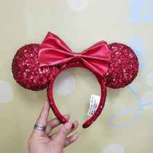 Load image into Gallery viewer, Mermaid princess Minnie Ears Headband Big Sequin Bows EARS COSTUME Headband Cosplay Plush Adult/Kids Headband Gift
