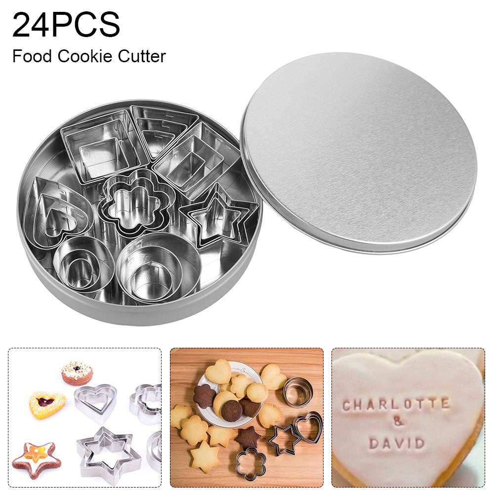 24PCS Stainless Steel Cake Cookie Mousse Mold  Mold Shape Food Cookie Cutter Set Baking Pastry Cutters Slicers Kitchen Decor