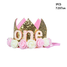 Load image into Gallery viewer, WEIGAO 1/2/3 Happy Birthday Party Caps Decor One Birthday Hat Princess Crown Baby Birthday Headband 1st 2nd 3rd Year Old Decor

